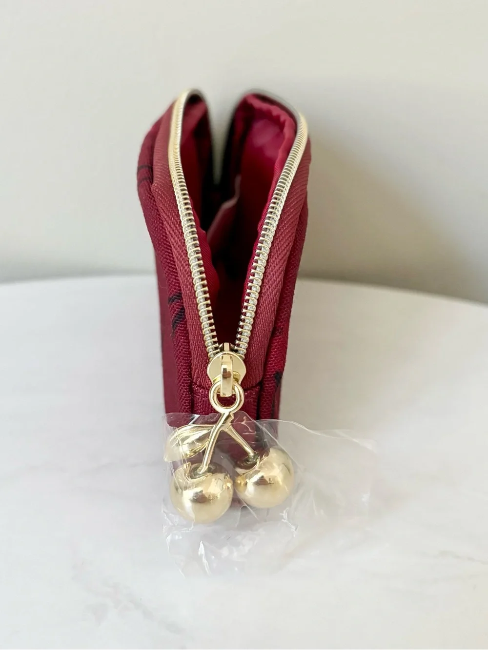 NEW COACH Red Cherry EDP Cosmetic Pouch with Gold Hardware
